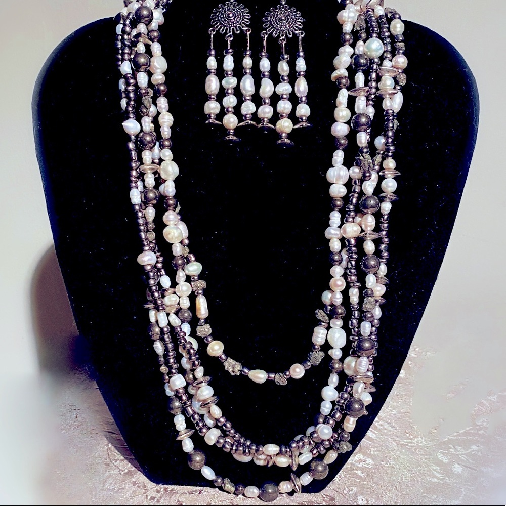 Handmade one-of-a-kind necklace and earrings